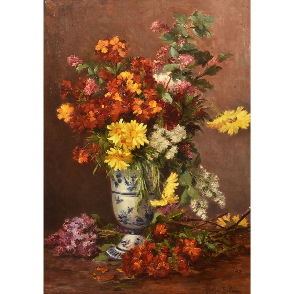 QF630 1 antique floral painting still life flower oil painting XIX.jpg